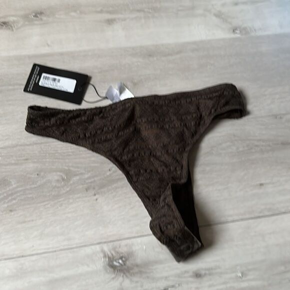 PrettyLittleThing Plus Chocolate Lace Mesh Bikini Bottom Size 12 Brown NWT and i - Picture 7 of 8